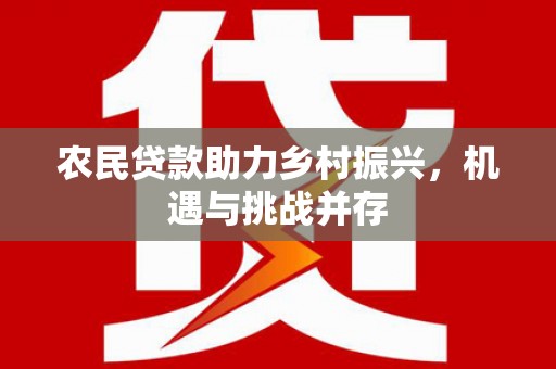 吴起农民贷款助力乡村振兴，机遇与挑战并存