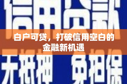 吴起白户可贷，打破信用空白的金融新机遇