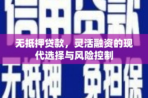 吴起无抵押贷款，灵活融资的现代选择与风险控制