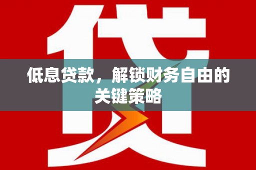 吴起低息贷款，解锁财务自由的关键策略
