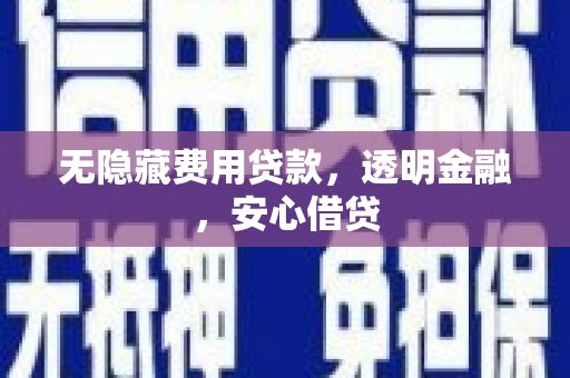 吴起无隐藏费用贷款，透明金融，安心借贷