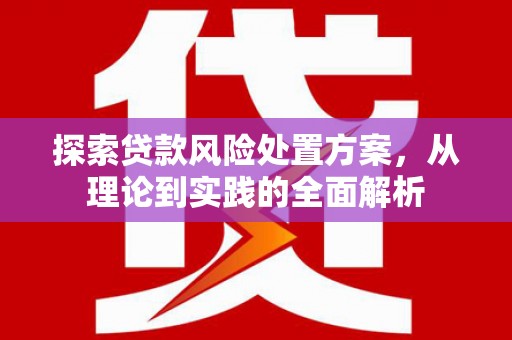 吴起探索贷款风险处置方案，从理论到实践的全面解析