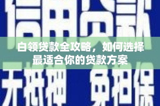 吴起白领贷款全攻略，如何选择最适合你的贷款方案